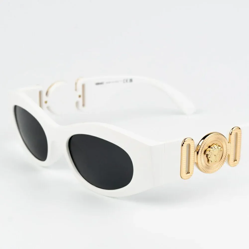 SALE! NEW Versace VE4480U 314/87 White Dark Grey Oval Unisex Sunglasses